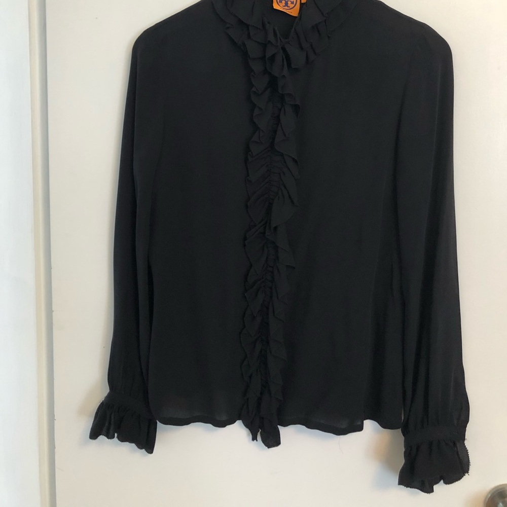 Tory Burch Ruffle silk button down
